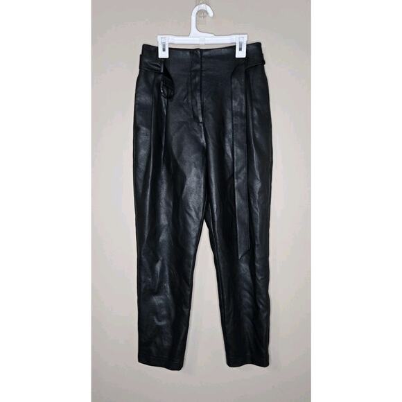 Vintage BCBG Maxazria High Rise Buckle Belt Leather Pants Black Size Extra Small - Picture 1 of 6